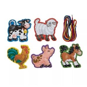 Melissa & Doug Farm Animals Lace and Trace Panels puzzles learning stem kids toy